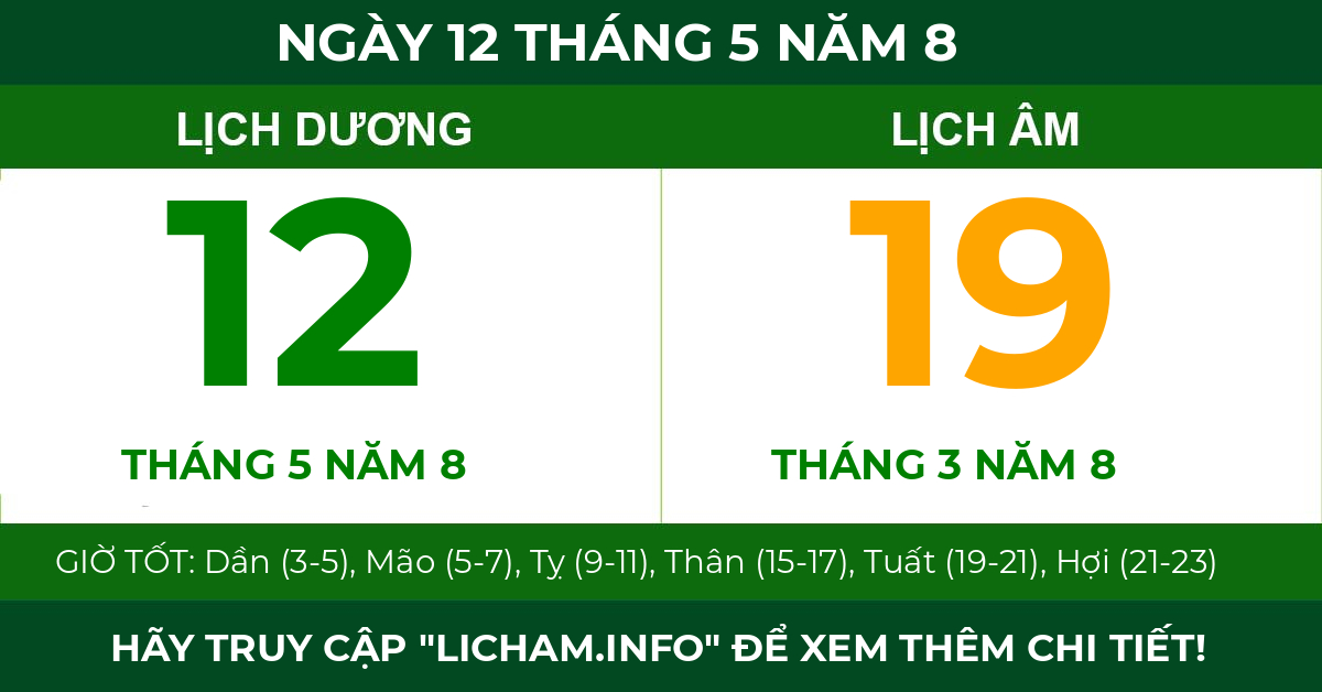 lịch âm ngày 12 tháng 5 năm 8