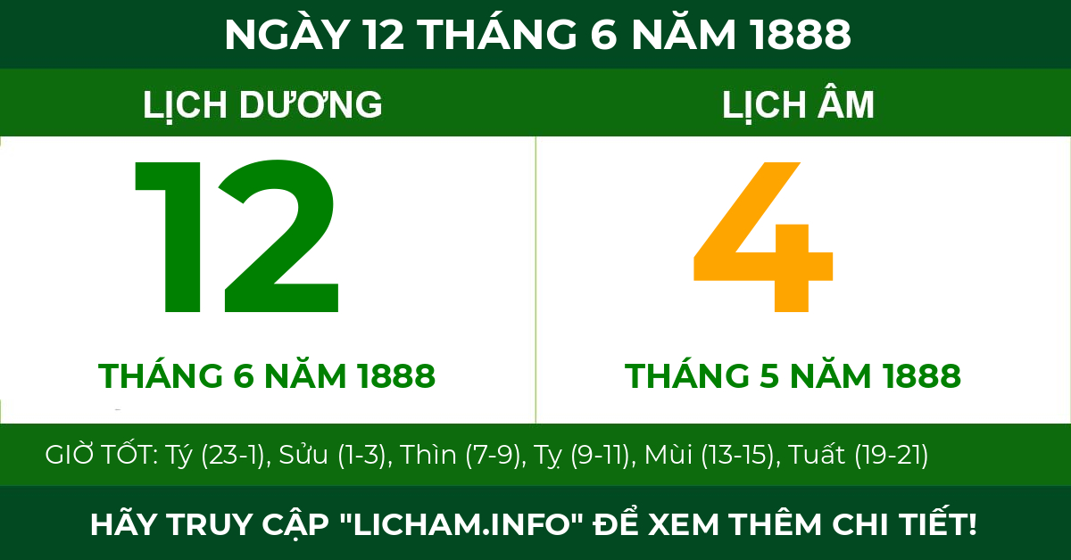 lịch âm ngày 12 tháng 6 năm 1888