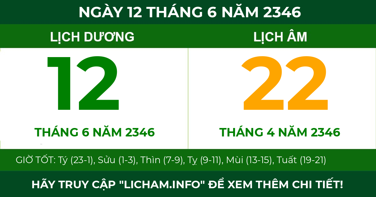 lịch âm ngày 12 tháng 6 năm 2346