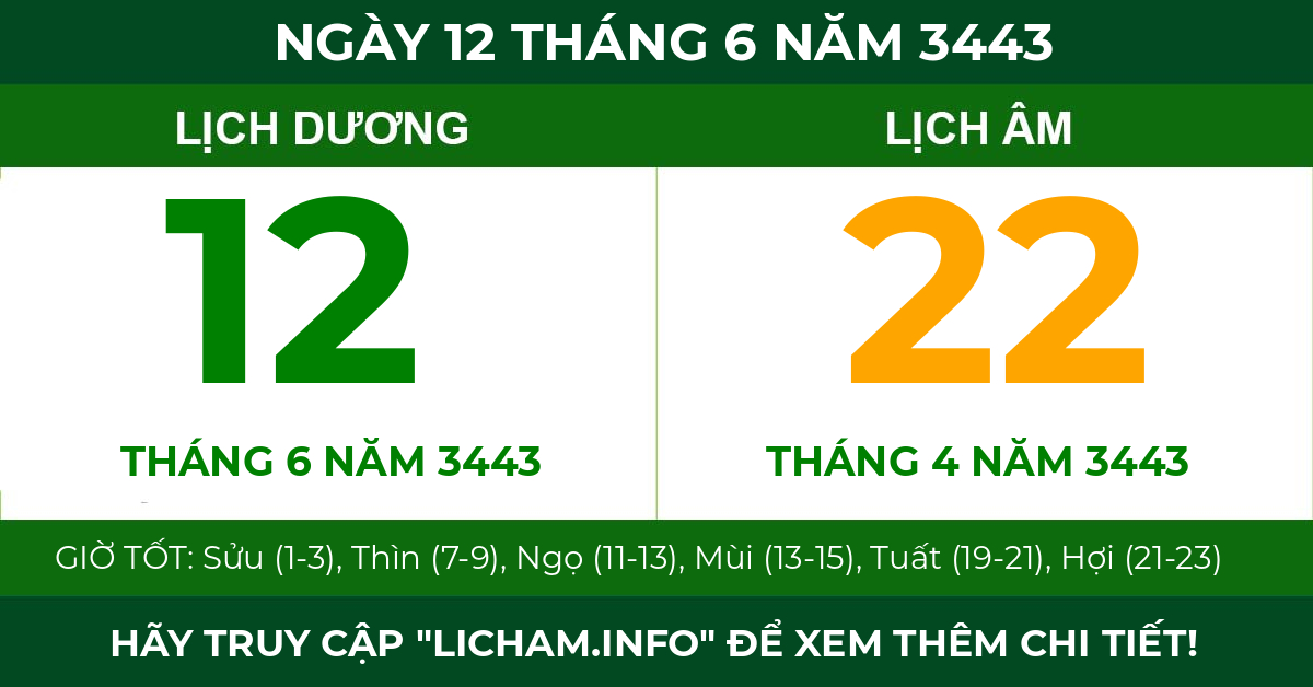 lịch âm ngày 12 tháng 6 năm 3443