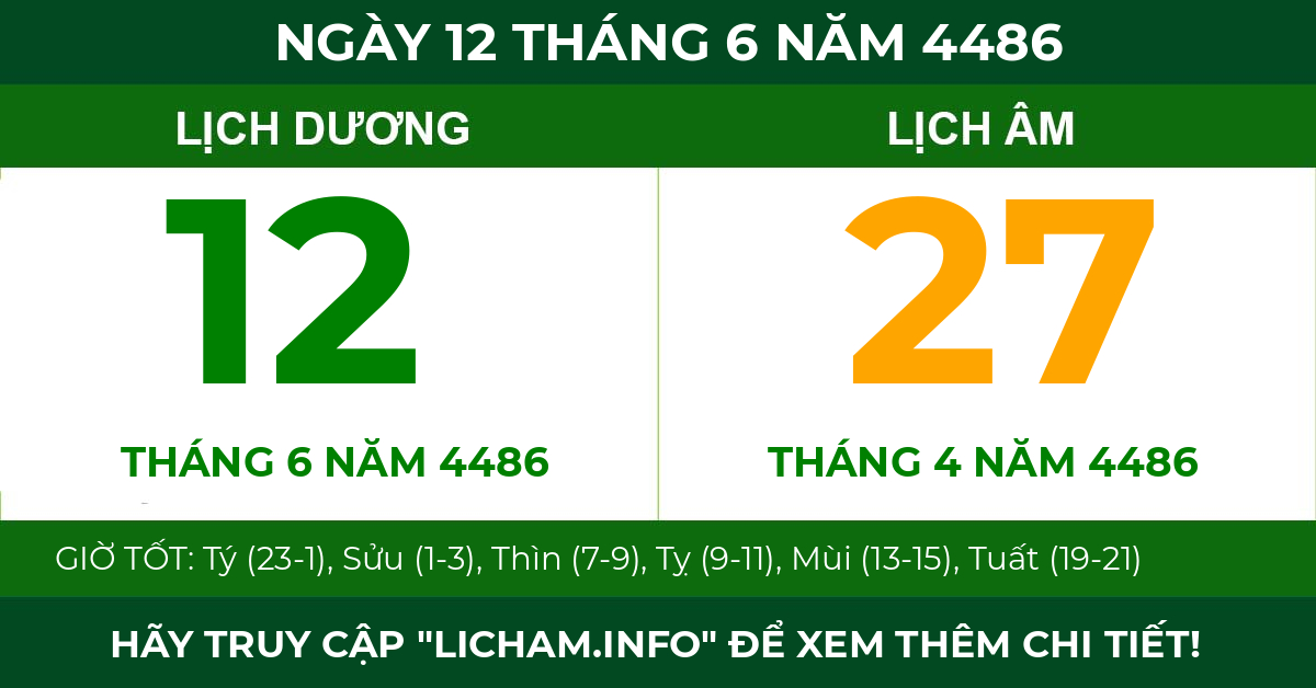lịch âm ngày 12 tháng 6 năm 4486