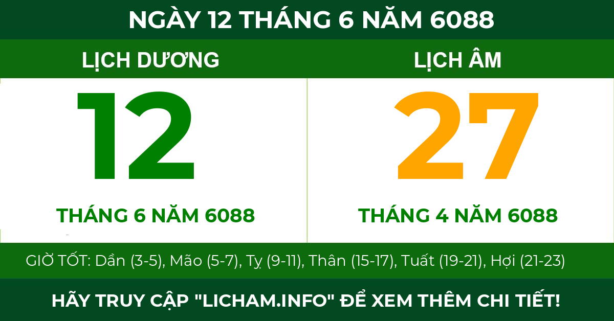 lịch âm ngày 12 tháng 6 năm 6088