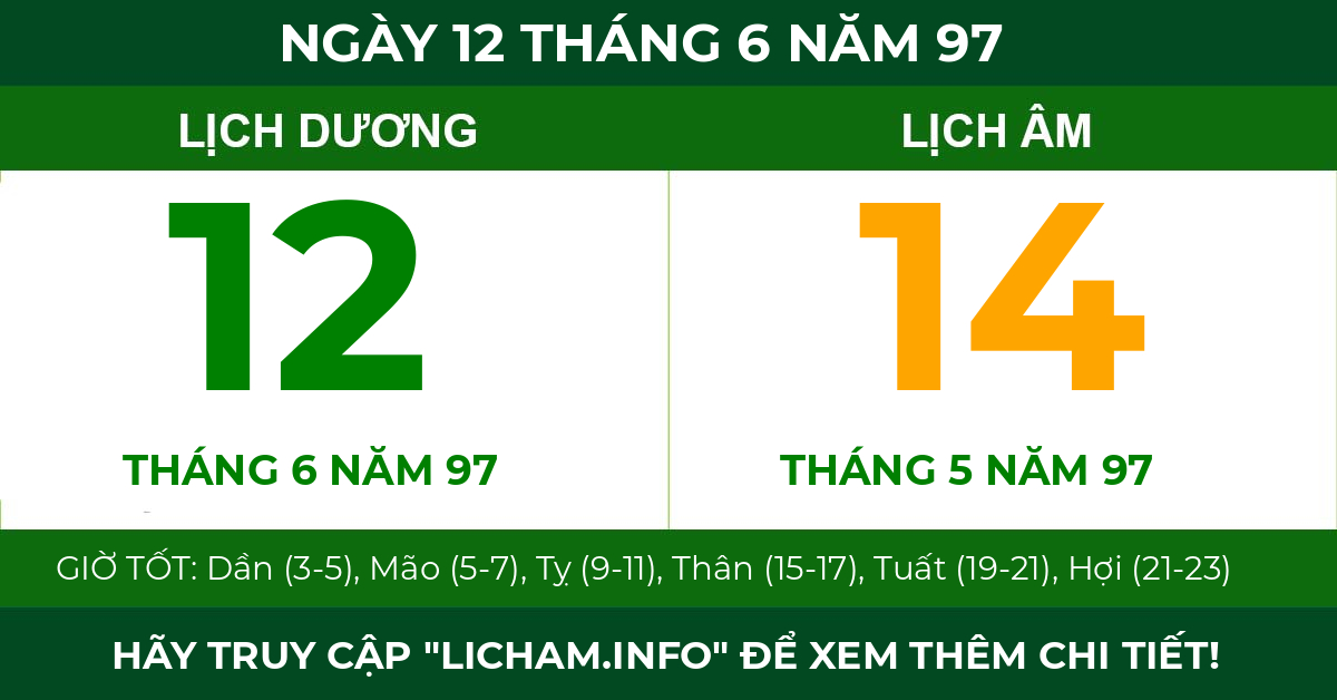 lịch âm ngày 12 tháng 6 năm 97