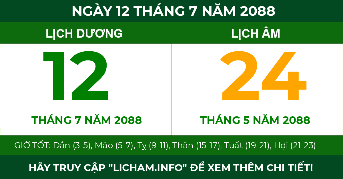lịch âm ngày 12 tháng 7 năm 2088