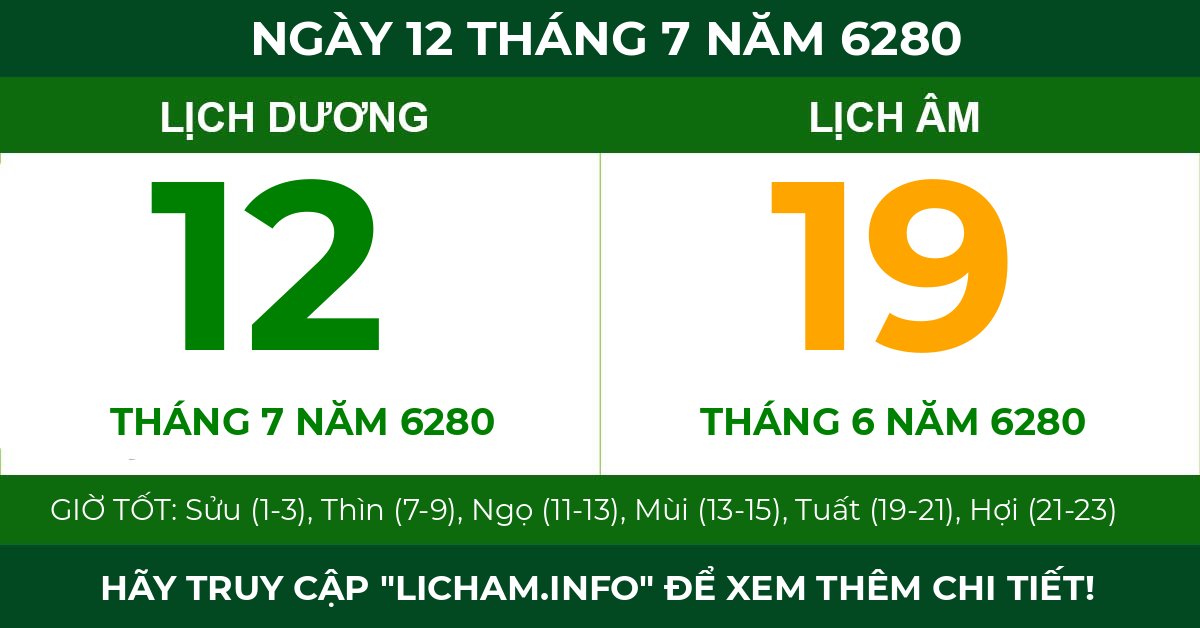 lịch âm ngày 12 tháng 7 năm 6280