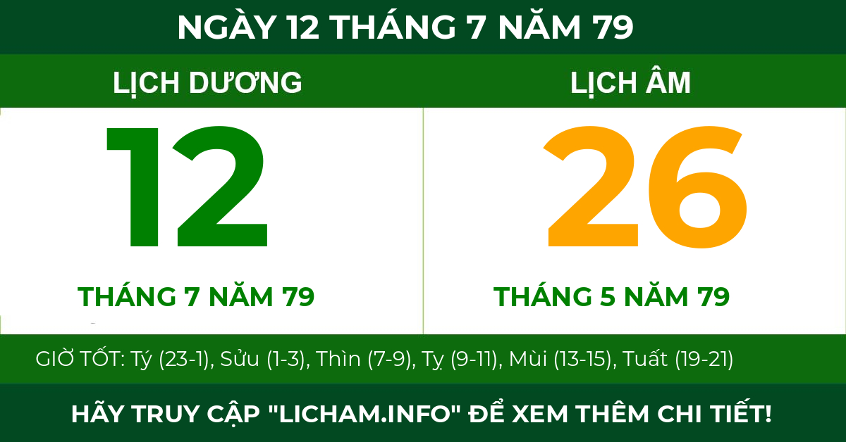 lịch âm ngày 12 tháng 7 năm 79