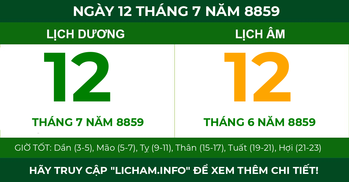 lịch âm ngày 12 tháng 7 năm 8859