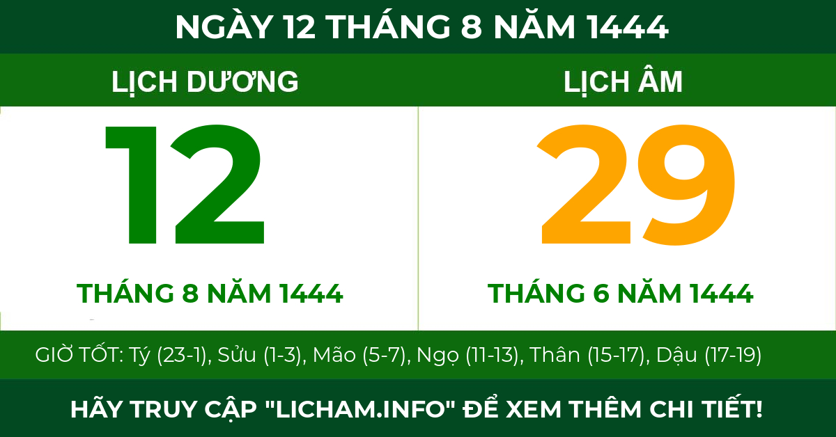 lịch âm ngày 12 tháng 8 năm 1444