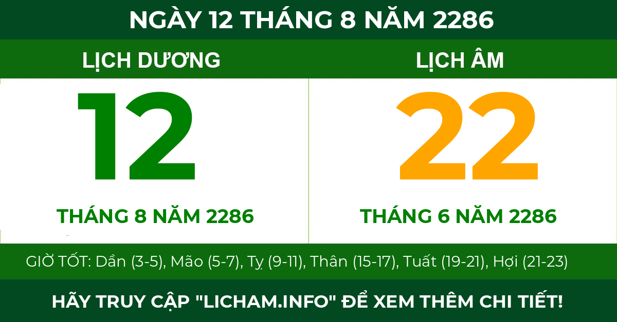 lịch âm ngày 12 tháng 8 năm 2286