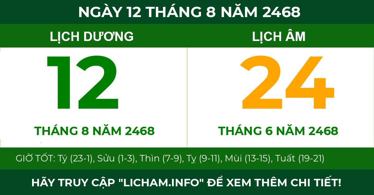 lịch âm ngày 12 tháng 8 năm 2468
