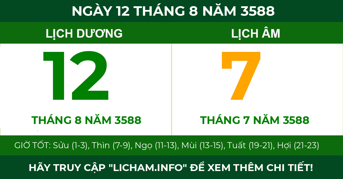 lịch âm ngày 12 tháng 8 năm 3588