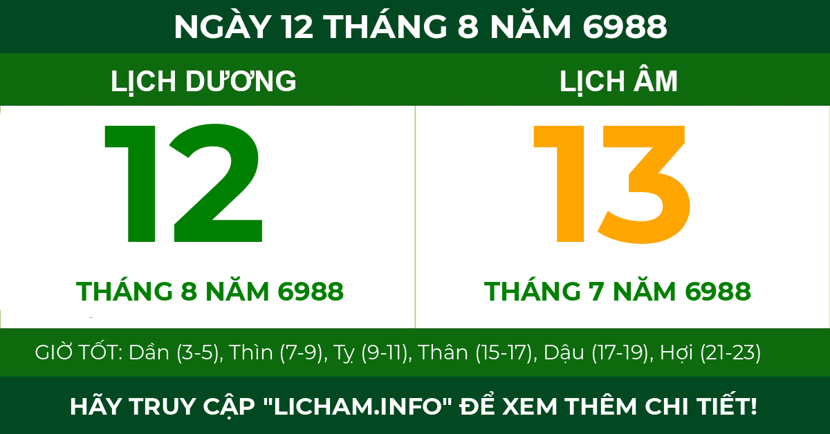 lịch âm ngày 12 tháng 8 năm 6988