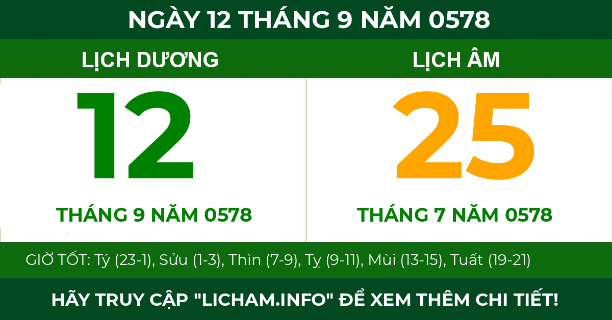 lịch âm ngày 12 tháng 9 năm 0578