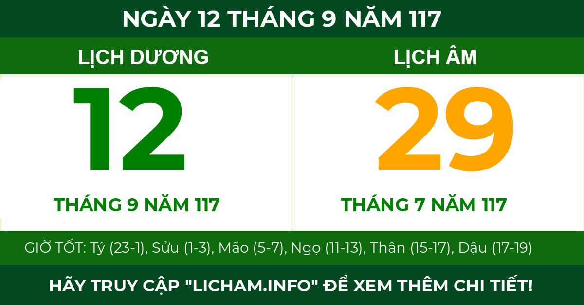 lịch âm ngày 12 tháng 9 năm 117