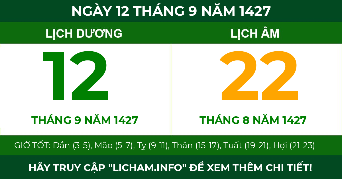 lịch âm ngày 12 tháng 9 năm 1427