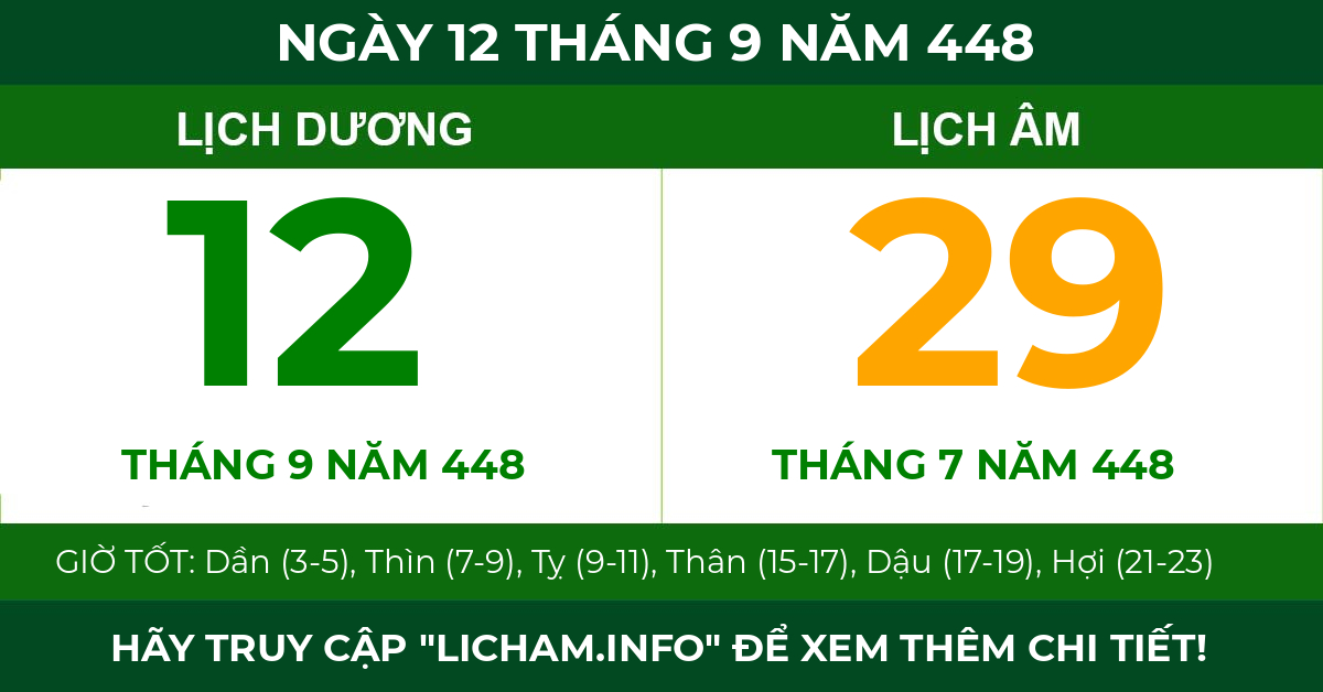 lịch âm ngày 12 tháng 9 năm 448