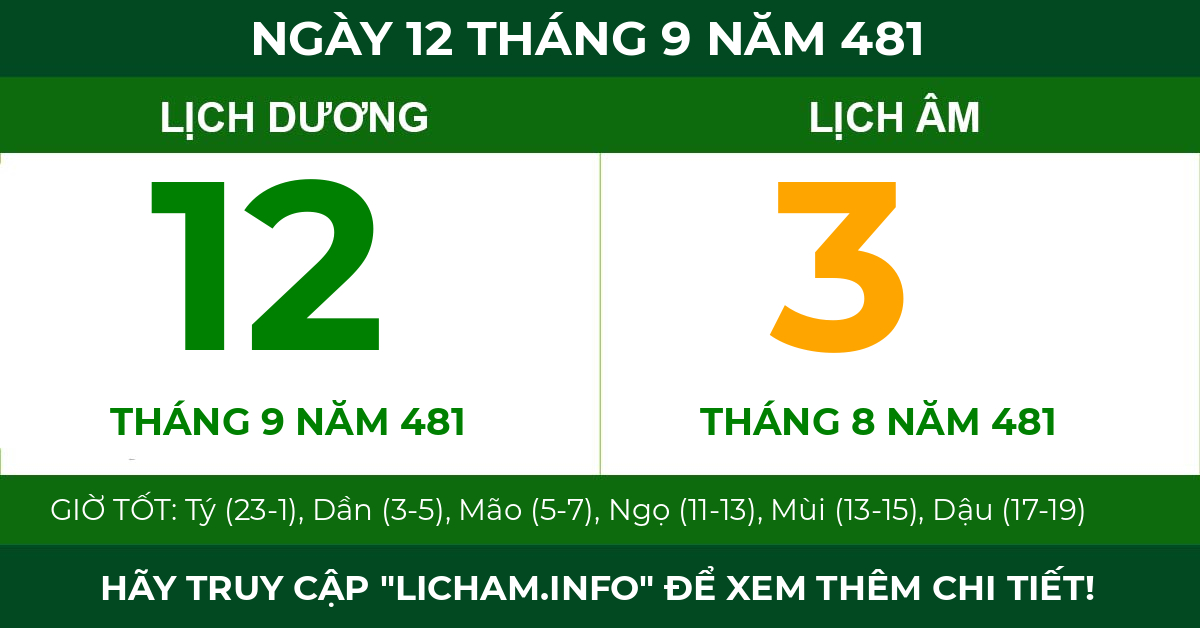 lịch âm ngày 12 tháng 9 năm 481