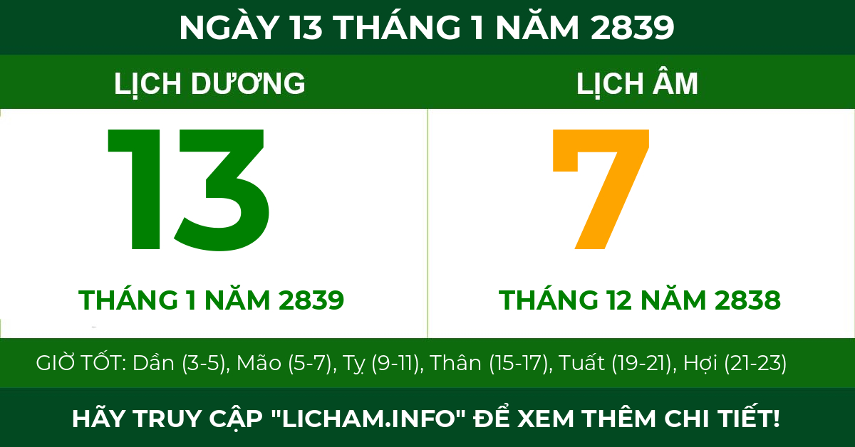 lịch âm ngày 13 tháng 1 năm 2839
