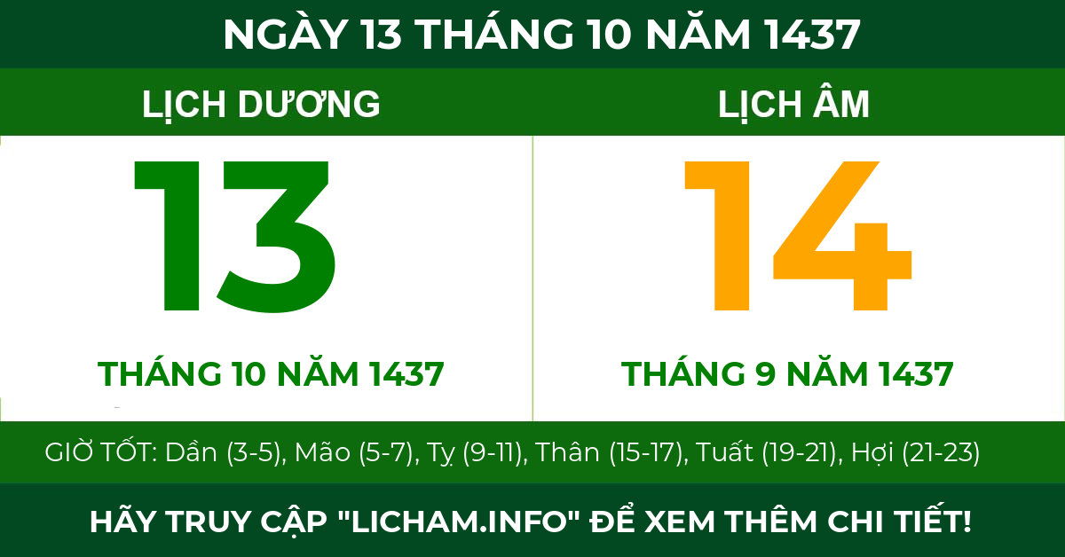 lịch âm ngày 13 tháng 10 năm 1437