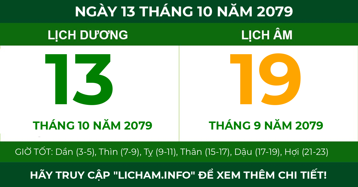 lịch âm ngày 13 tháng 10 năm 2079