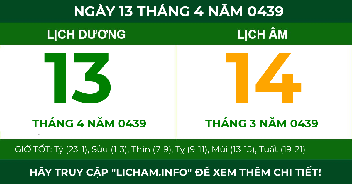lịch âm ngày 13 tháng 4 năm 0439