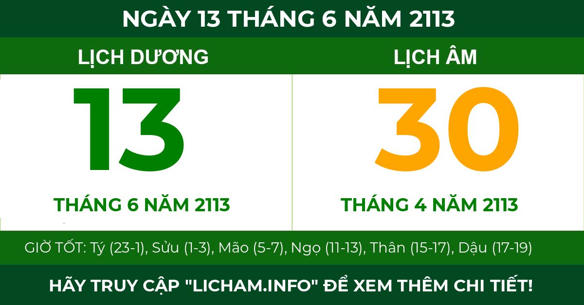 lịch âm ngày 13 tháng 6 năm 2113