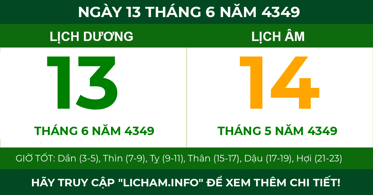 lịch âm ngày 13 tháng 6 năm 4349