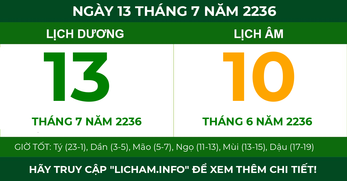 lịch âm ngày 13 tháng 7 năm 2236