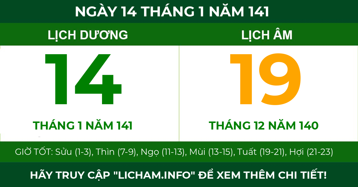 lịch âm ngày 14 tháng 1 năm 141