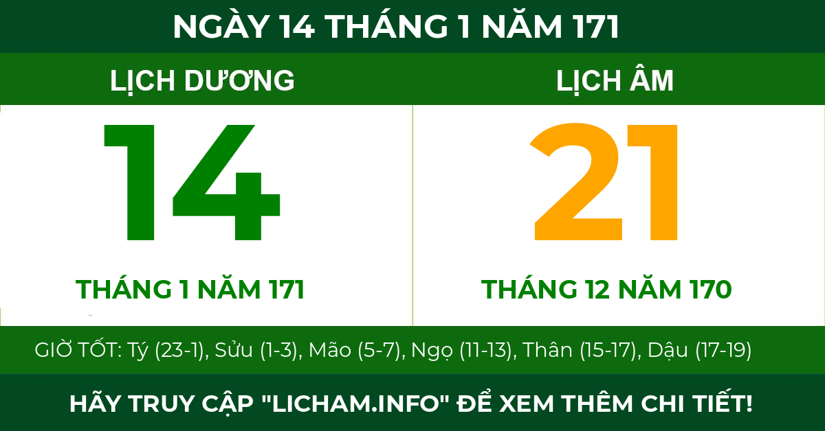 lịch âm ngày 14 tháng 1 năm 171