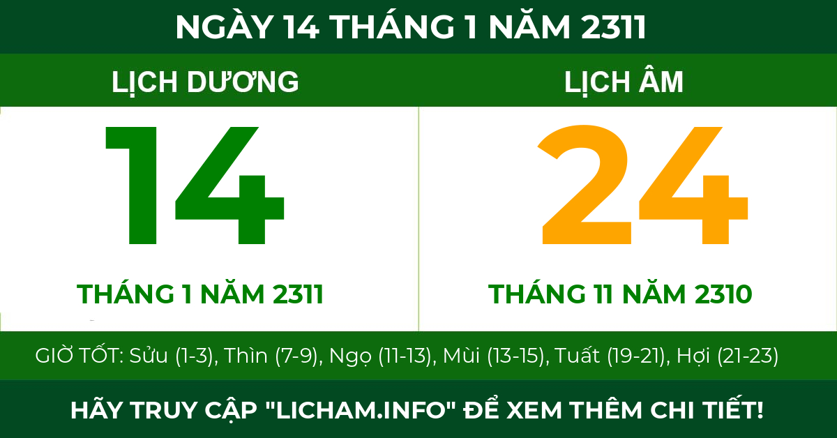 lịch âm ngày 14 tháng 1 năm 2311