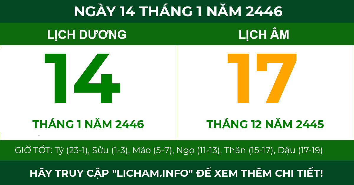 lịch âm ngày 14 tháng 1 năm 2446