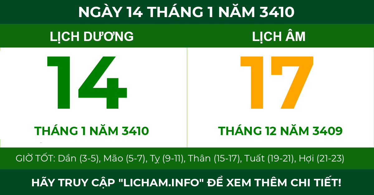 lịch âm ngày 14 tháng 1 năm 3410