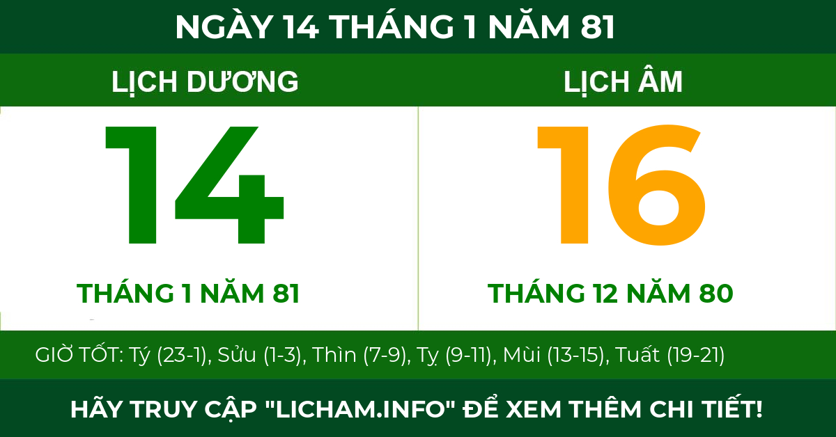 lịch âm ngày 14 tháng 1 năm 81