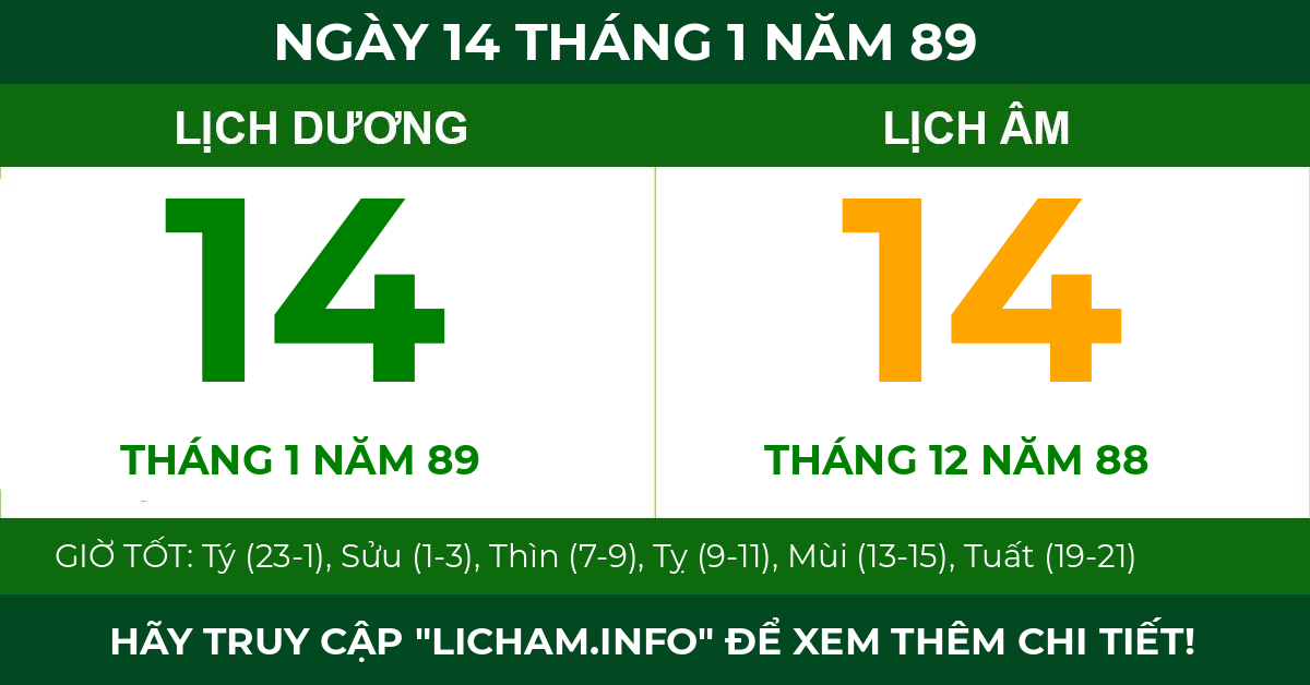 lịch âm ngày 14 tháng 1 năm 89