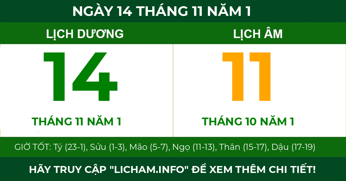 lịch âm ngày 14 tháng 11 năm 1