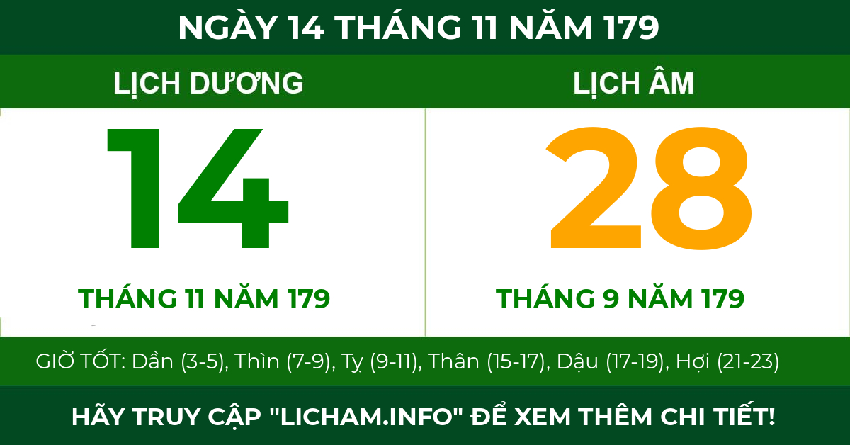 lịch âm ngày 14 tháng 11 năm 179