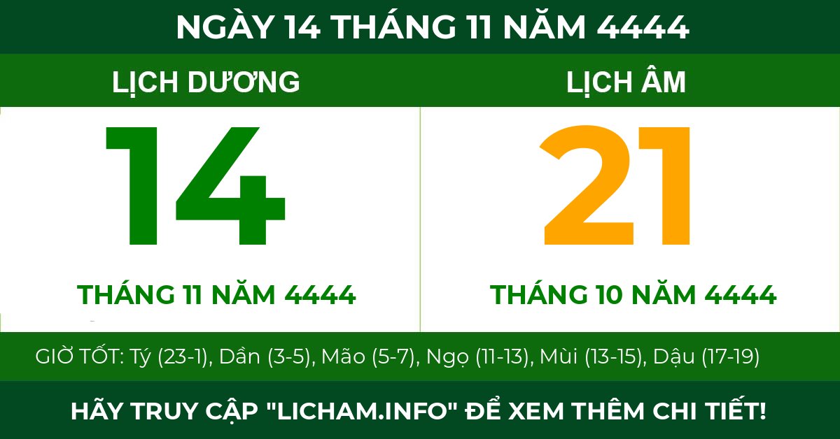 lịch âm ngày 14 tháng 11 năm 4444