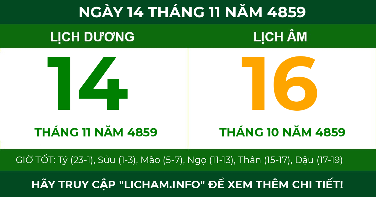 lịch âm ngày 14 tháng 11 năm 4859