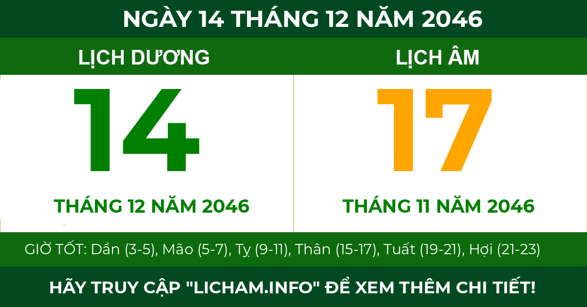 lịch âm ngày 14 tháng 12 năm 2046