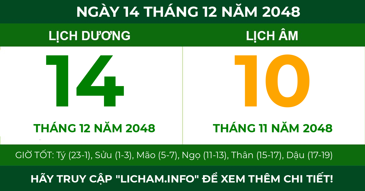 lịch âm ngày 14 tháng 12 năm 2048