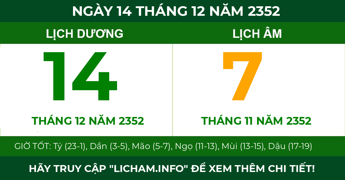 lịch âm ngày 14 tháng 12 năm 2352