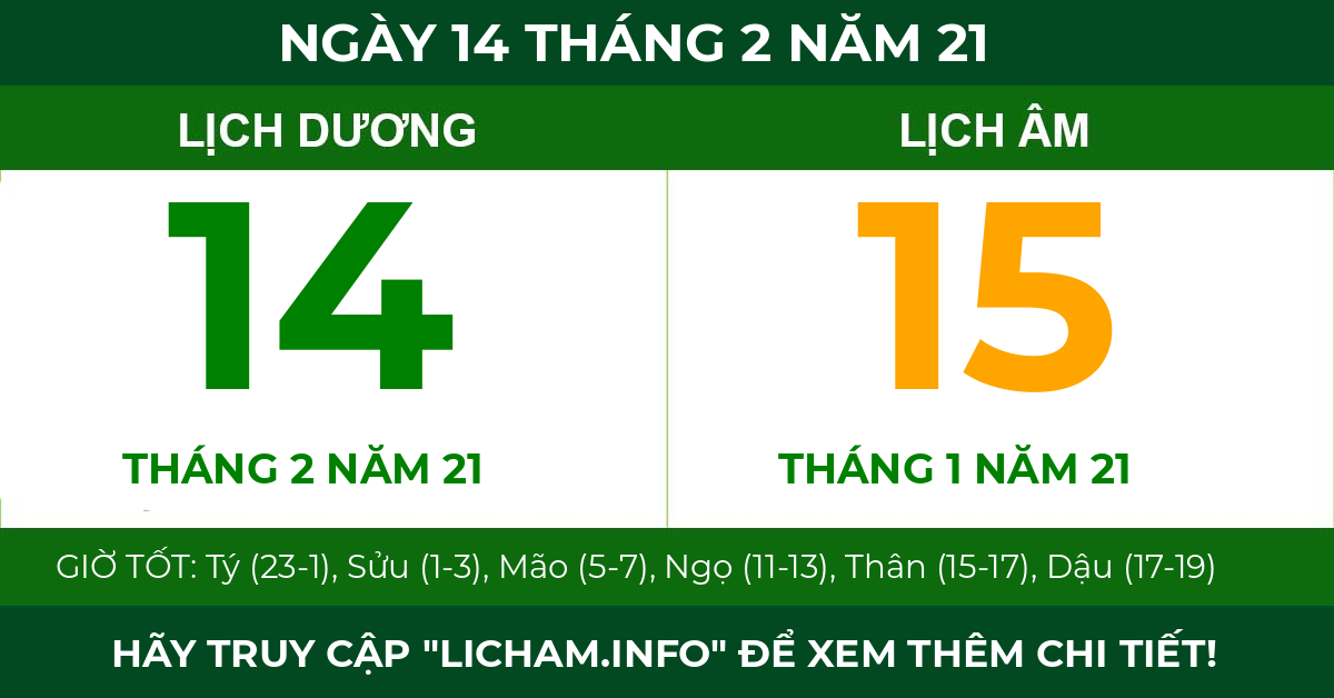lịch âm ngày 14 tháng 2 năm 21