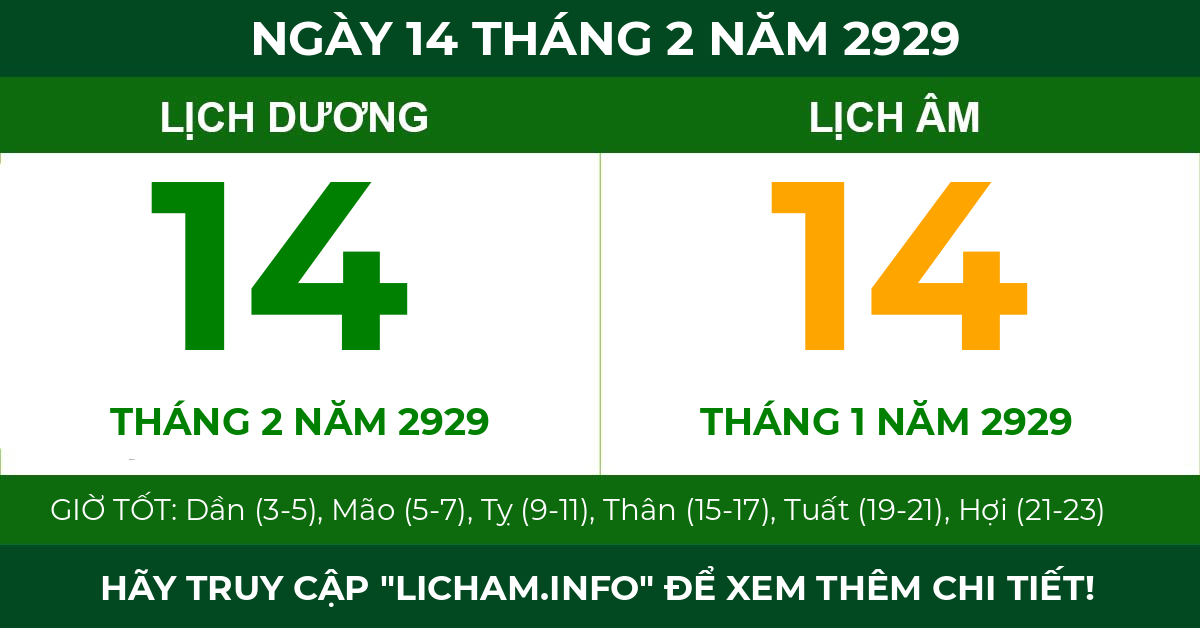 lịch âm ngày 14 tháng 2 năm 2929