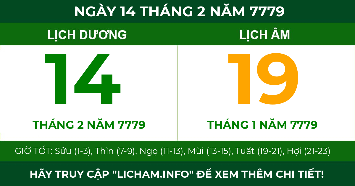 lịch âm ngày 14 tháng 2 năm 7779