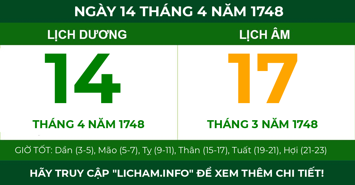 lịch âm ngày 14 tháng 4 năm 1748