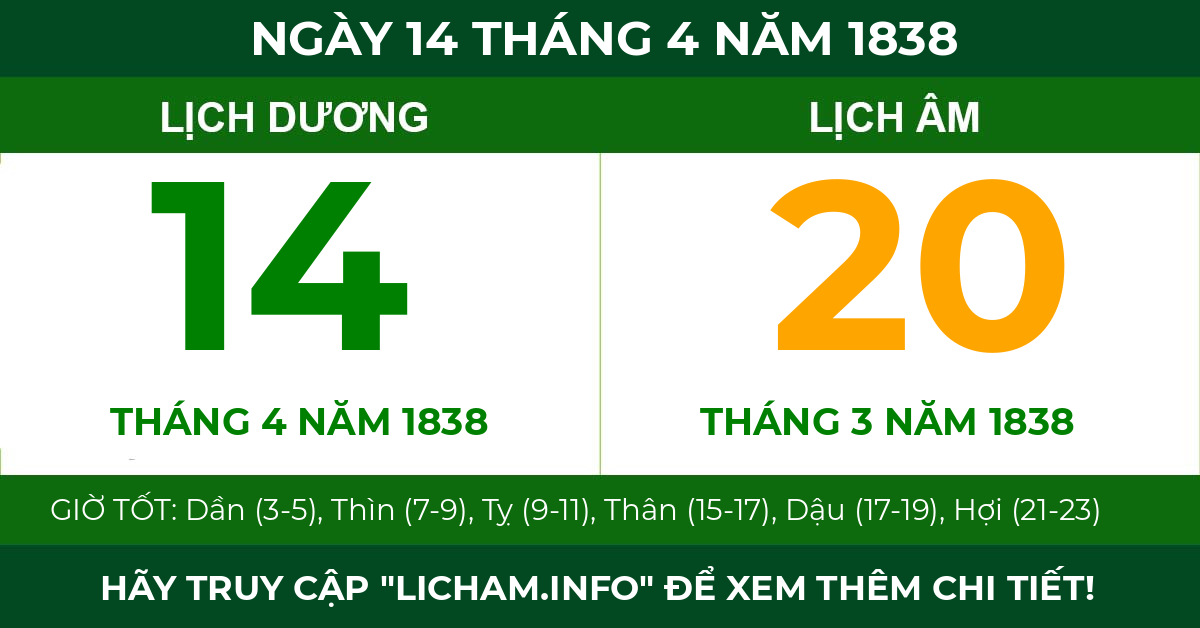 lịch âm ngày 14 tháng 4 năm 1838