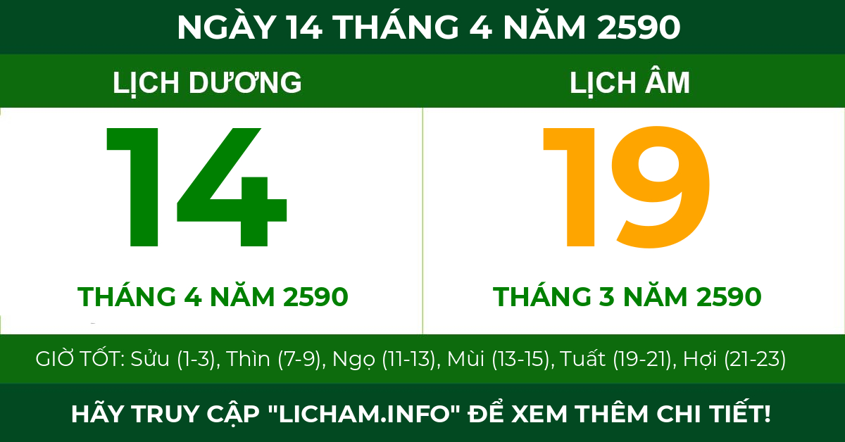 lịch âm ngày 14 tháng 4 năm 2590