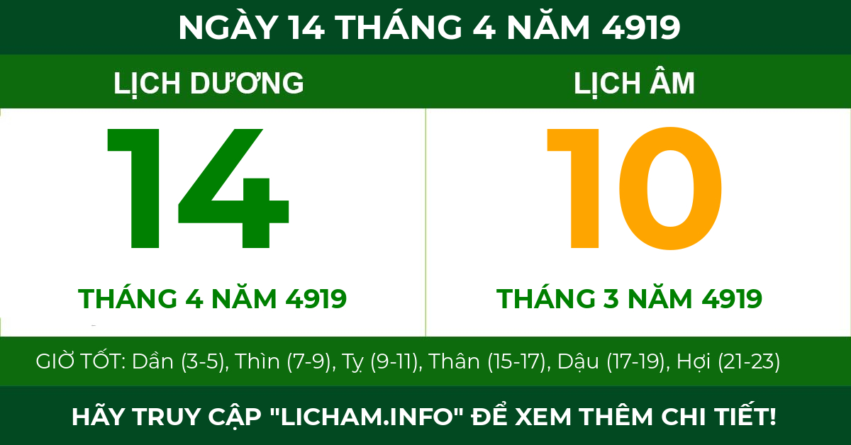 lịch âm ngày 14 tháng 4 năm 4919