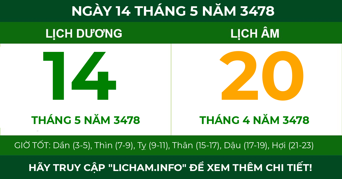 lịch âm ngày 14 tháng 5 năm 3478